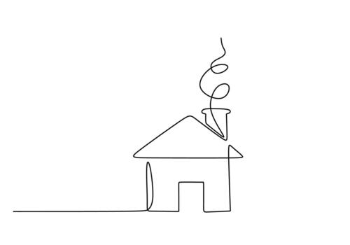 Continuous Line Drawing of a Simple House vector