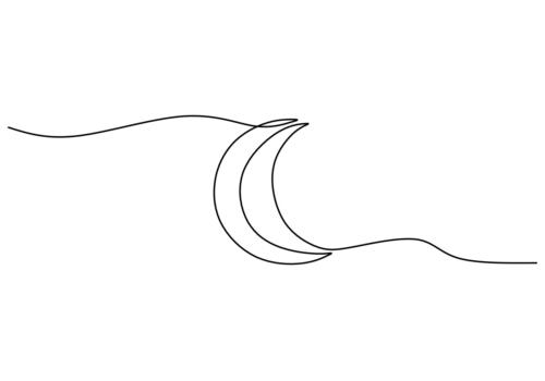 Continuous Line Drawing of a Crescent Moon vector