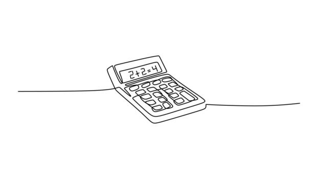 One Continuous Line Drawing of a Calculator for Math vector