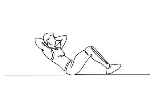 One Line Drawing of a Person Doing a Sit-Up Exercise vector
