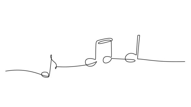 Continuous Line Drawing of Floating Musical Notes vector