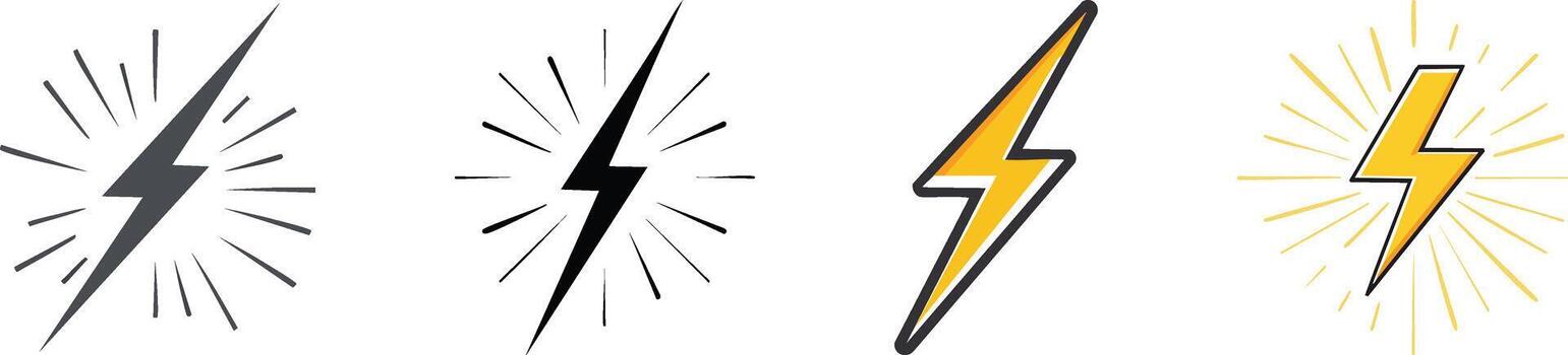 Speed spark icon combining lightning bolt and motion accents in bold line art for energetic visual concepts vector