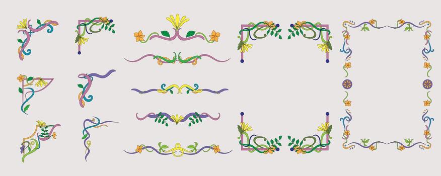 Line element border frame with nouveau and art deco style vector