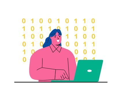 Hacker with laptop computer try to steal passwords. Hacker conceptual. Flat illustration isolated on white background vector