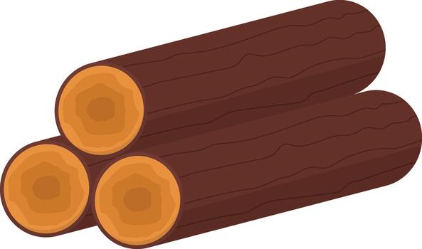 Stack of Wood Logs Flat Illustration. Clean Icon Design Element on Isolated White Background vector