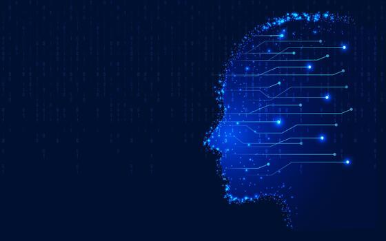Silhouette of digital circuits in blue vector