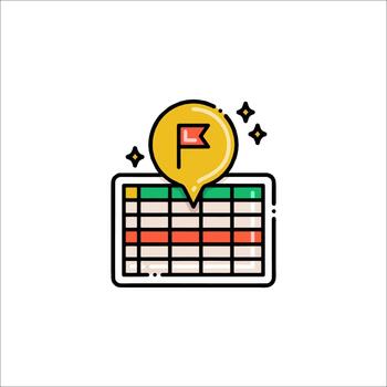 Project Timeline Goal Setting Task Management Icon, milestone vector
