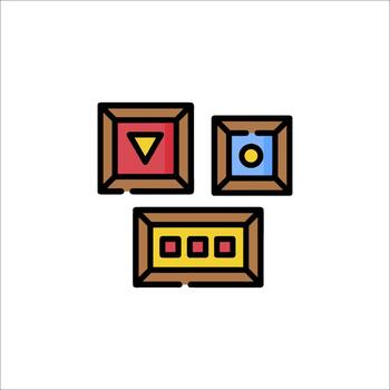 Abstract Art Gallery Wall Geometric Shapes in Frames Icon, squares vector