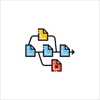 Workflow Process File Flow Diagram Data Pipeline Icon, flowchart vector