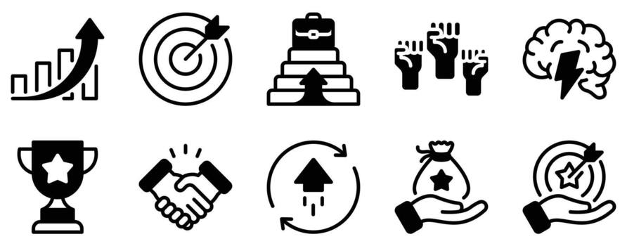 Business motivation icon solid mix style success symbol for goal setting app ui web team performance coaching and productivity design vector