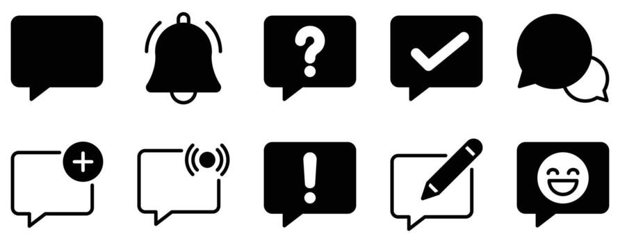 Chat icon solid mix style bubble symbol for messaging app ui web community conversation support and social communication design vector