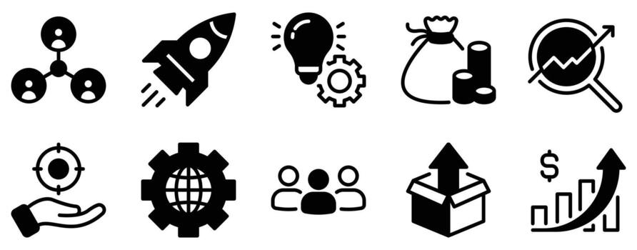 Business startup icon solid mix style launch symbol for founder app ui web pitch deck innovation hub and new venture design vector