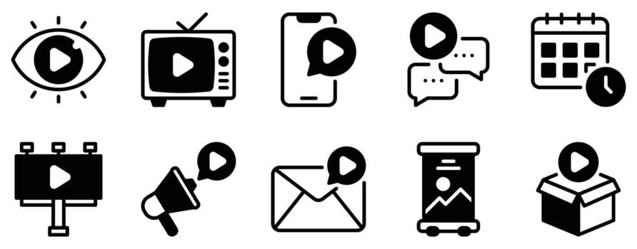 Advertisement icon solid mix style symbol for marketing campaign app ui web banner promotion and digital media branding design vector