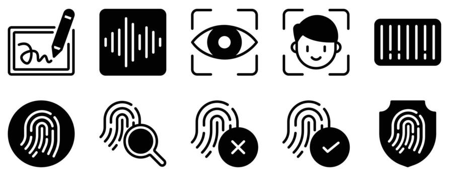 biométrico icono sólido mezcla estilo seguridad símbolo para identidad acceso aplicación ui web huella dactilar escanear y digital autenticación diseño vector