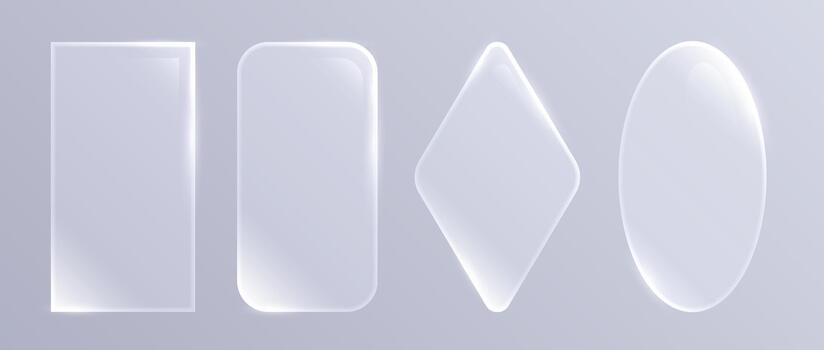 A glassmorphism translucent frames, backgrounds with soft glow effects, designs for interfaces and elegant digital designs. vector