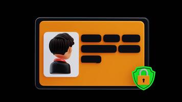 3D Animation of Profile privacy icon with secure identity shield video