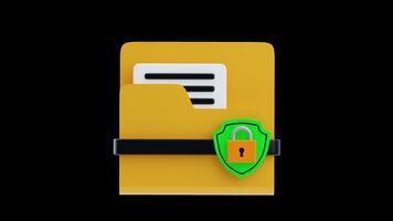 3d animering av säkra mapp med låst dokument video