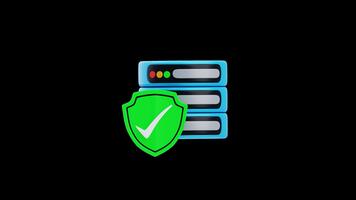 3D Animation of Secure data server protection icon video