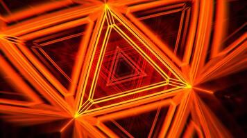 orange och röd flyg genom de geometrisk neon rumslig matris bakgrund vj slinga i 4k video