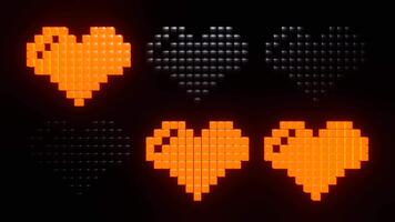 orange och röd pixel hjärtan Blixt blinkande bakgrund vj slinga i 4k video