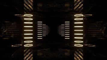 Light Yellow Neon Cyber Highway with Hologram Columns Background VJ Loop in 4K video