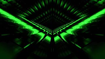 grön kubisk tunnel med neon rörelse bakgrund vj slinga i 4k video