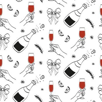 celebracion tema con espumoso bebidas y festivo elementos para alegre reuniones y eventos en un animado modelo vector