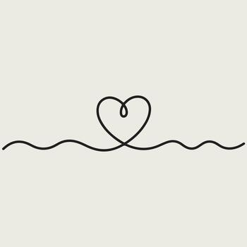 a line drawing of a heart with a line going through it vector