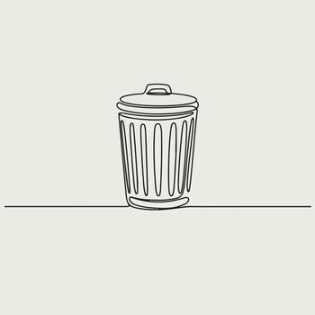 a trash can with a line drawing of it vector