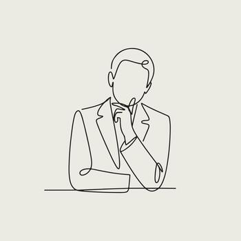 continuous line drawing of a man thinking, thinking, thinking, thinking, thinking, thinking, vector