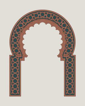 Intricate Andalusian Arches with Geometric Patterns Artwork vector