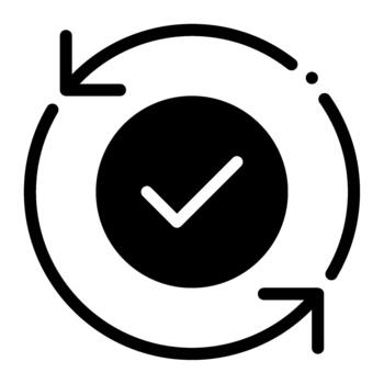 marca de verificación icono sólido en circular flecha vector