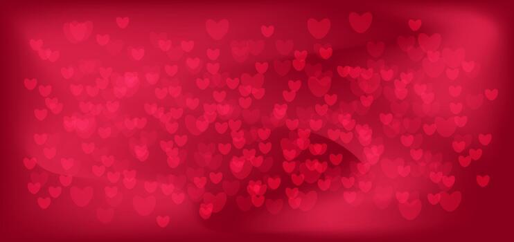 Shick blurred pink sequins in the shape of bokeh hearts on a dark pink gradient background. Background for Valentine's Day. illustration in a romantic style with a gradient mesh. vector