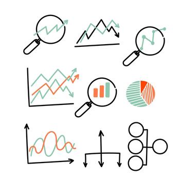 a set of icons that show graphs and graphs vector