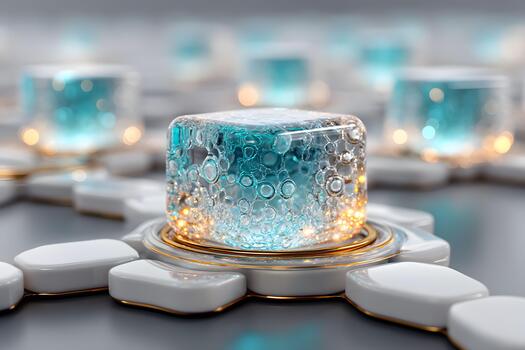 Futuristic Abstract Cube with Molecular Structures for Technology Design photo