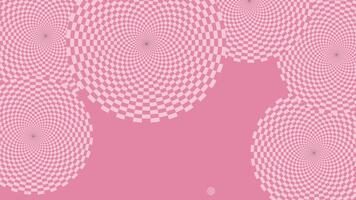 4K footage popped circular tunnel rectangular chess pink white rotating, checker board 3d animation, optical illusion loop footage abstract background video