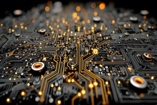 Digital Circuitboard with Glowing Connections - Technology and Innovation Design for Tech Projects photo