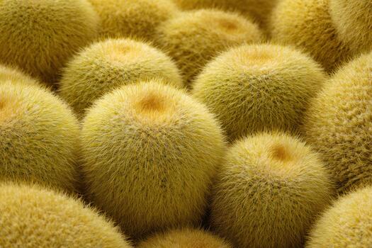 Yellow spiky fruits clustered together in a natural setting photo