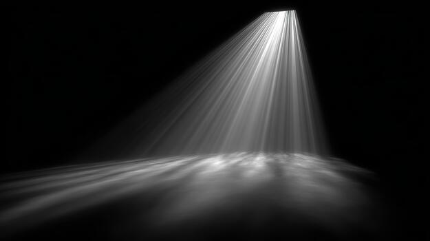 Mysterious light beams in a dark space evoke intrigue photo