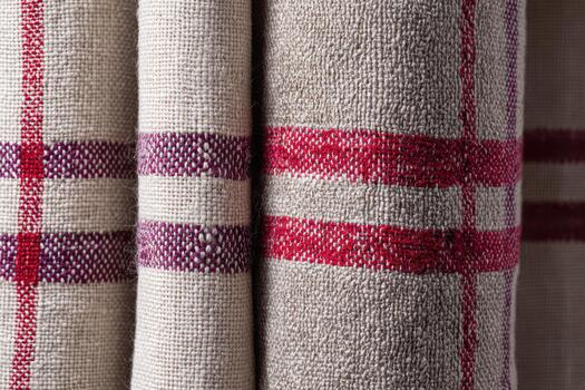 detallado ver de texturizado tela con rojo rayas foto