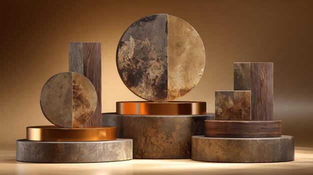 Artistic arrangement of geometric shapes for display photo