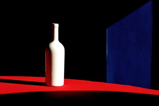 Unique white bottle on a bright red surface photo