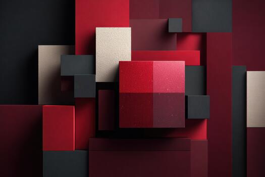 Abstract composition with red and black geometric shapes photo