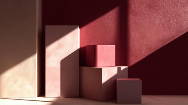 Artistic arrangement of geometric shapes with shadows photo