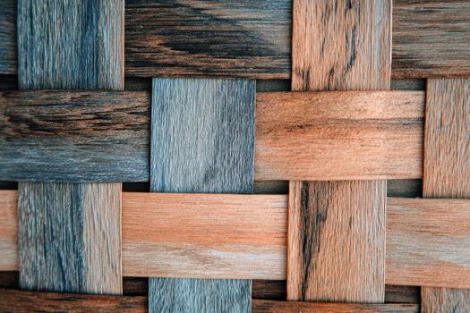 Artisan wooden weave pattern with natural tones and textures photo