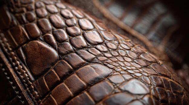 Close-up view of textured brown leather material photo