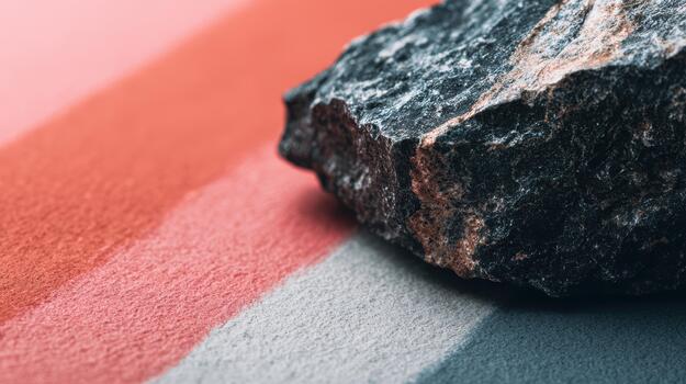 Natural rock resting on abstract color background photo