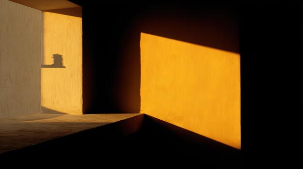 Sunlight casting shadows in a simple indoor space photo