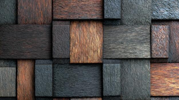 Beautiful wooden tile pattern in varied colors and shades photo
