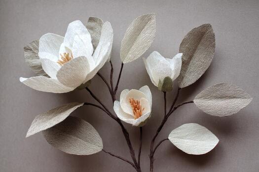 Beautiful handmade flower arrangement in soft tones photo